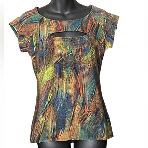 Vintage 80s/90s Guess? Colorful Neon Print Cut Out Top - Size Large